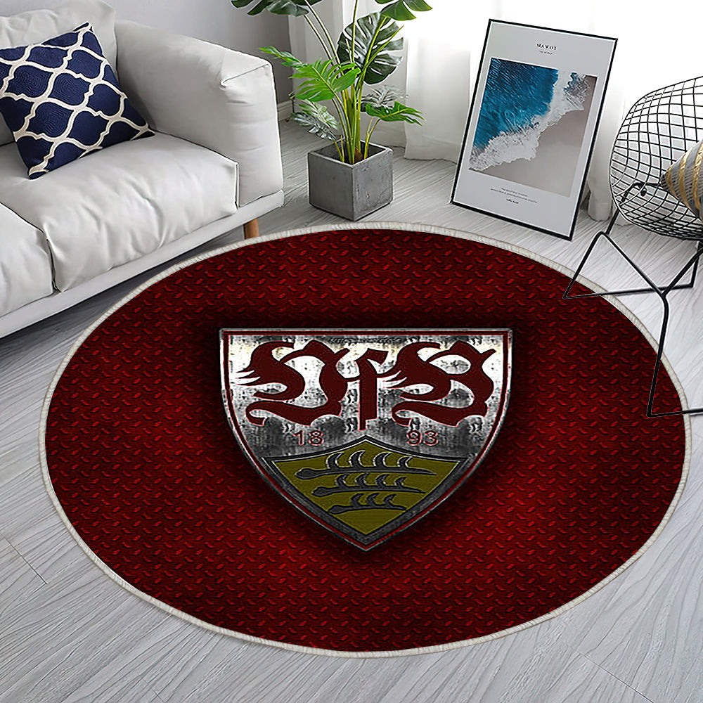 Vfb Stuttgart Teppich Rund, Teppiche - Deutscher Fußballverein Outdoor Teppich Rund, Roter Metalleffekt Teppich Wohnzimmer, Carpet, Rug