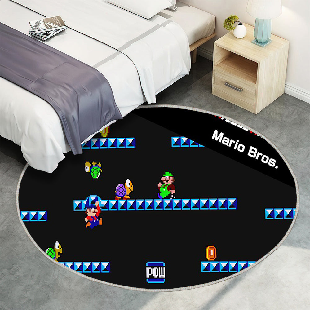 Arcade Archiv Mario Bros Teppich Rund, Teppiche - Outdoor Teppich Rund, Teppich Wohnzimmer, Carpet, Rug