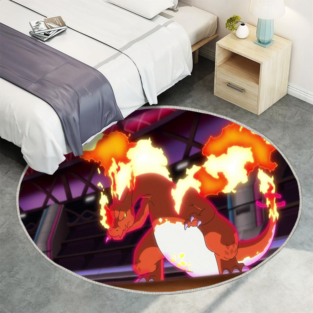Pokémon Glurak Teppich Rund, Teppiche - Outdoor Teppich Rund, Teppich Wohnzimmer, Carpet, Rug