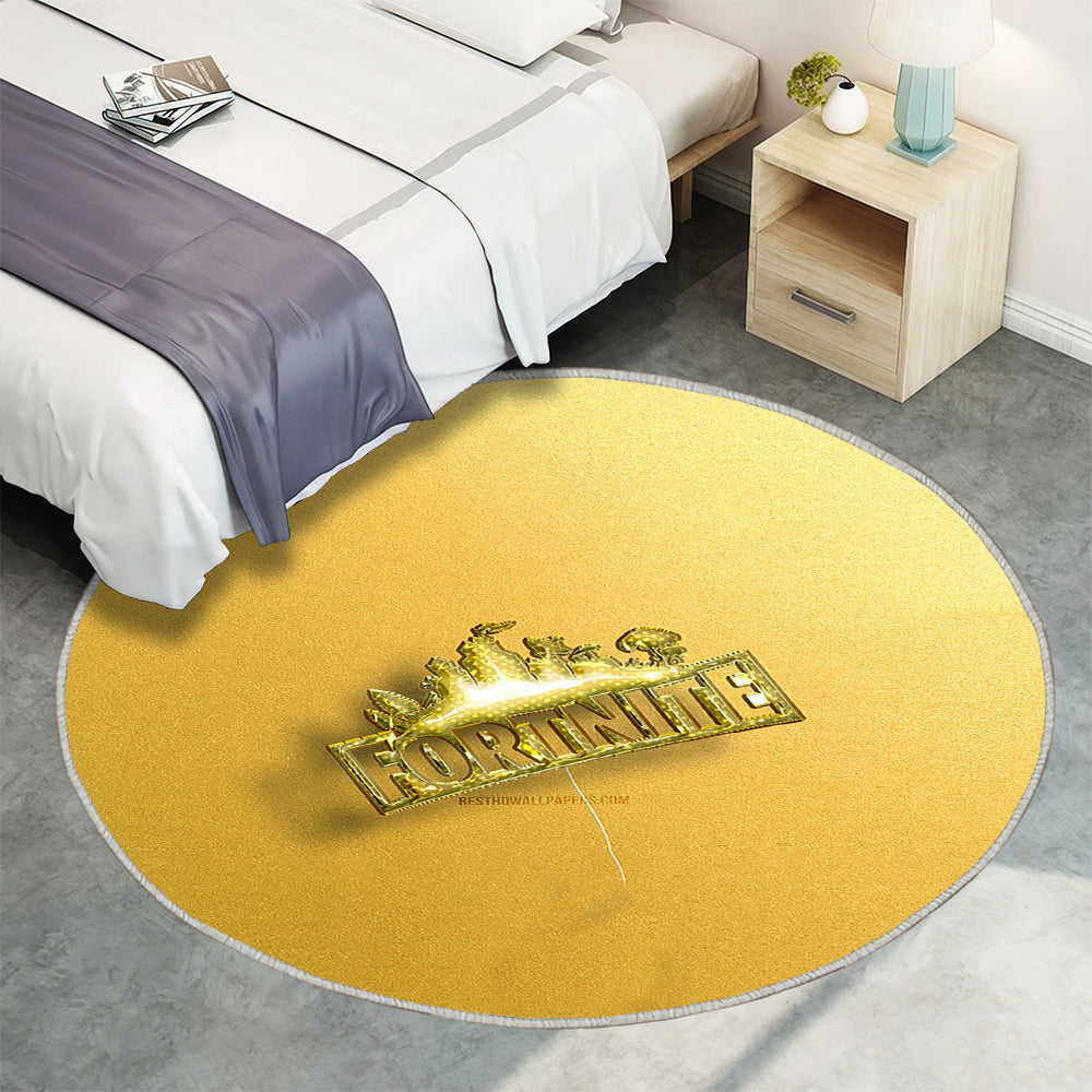 Fortnite 3D Logo Teppich Rund, Teppiche - gelbe realistische Luftballons Fortnite Battle Royale Outdoor Teppich Rund, Teppich Wohnzimmer, Carpet, Rug