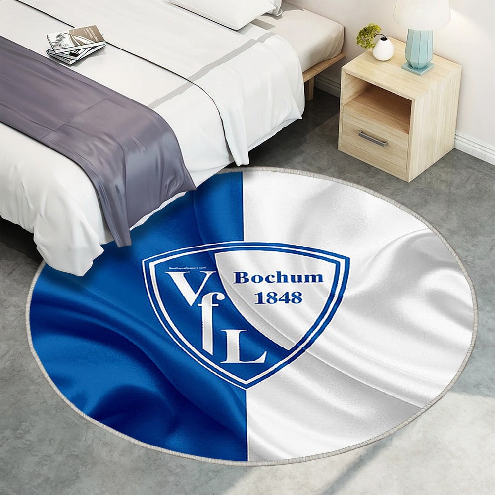 Vfl Bochum 1848 Blau Weiße Seidenfahne Teppich Rund, Teppiche - Deutscher Fußballverein Outdoor Teppich Rund, Teppich Wohnzimmer, Carpet, Rug
