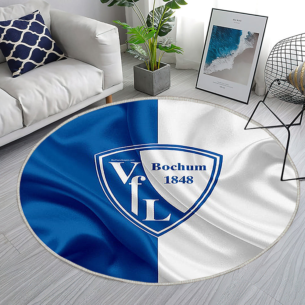 Vfl Bochum 1848 Blau Weiße Seidenfahne Teppich Rund, Teppiche - Deutscher Fußballverein Outdoor Teppich Rund, Teppich Wohnzimmer, Carpet, Rug