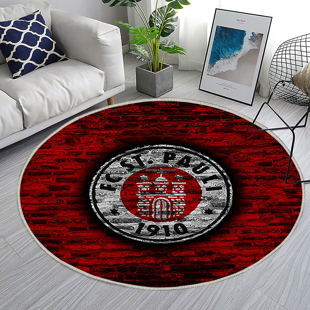 Pauli Fc Teppich Rund, Teppiche - Rote Backsteinmauer Outdoor Teppich Rund, Fußball Teppich Wohnzimmer, Carpet, Rug