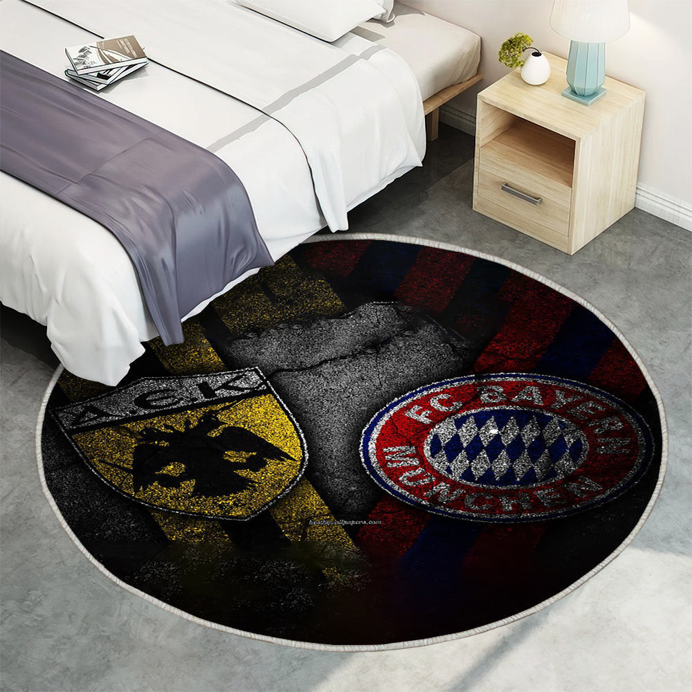 AEK Athen gegen Bayern München Teppich Rund, Teppiche - Outdoor Teppich Rund, Teppich Wohnzimmer, Carpet, Rug
