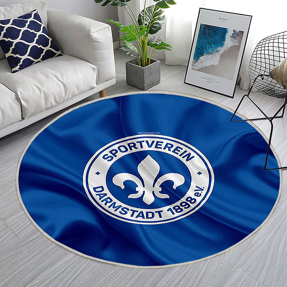 Sv Darmstadt 98 Seidenfahne Teppich Rund, Teppiche - Deutscher Fußballverein Outdoor Teppich Rund, Teppich Wohnzimmer, Carpet, Rug