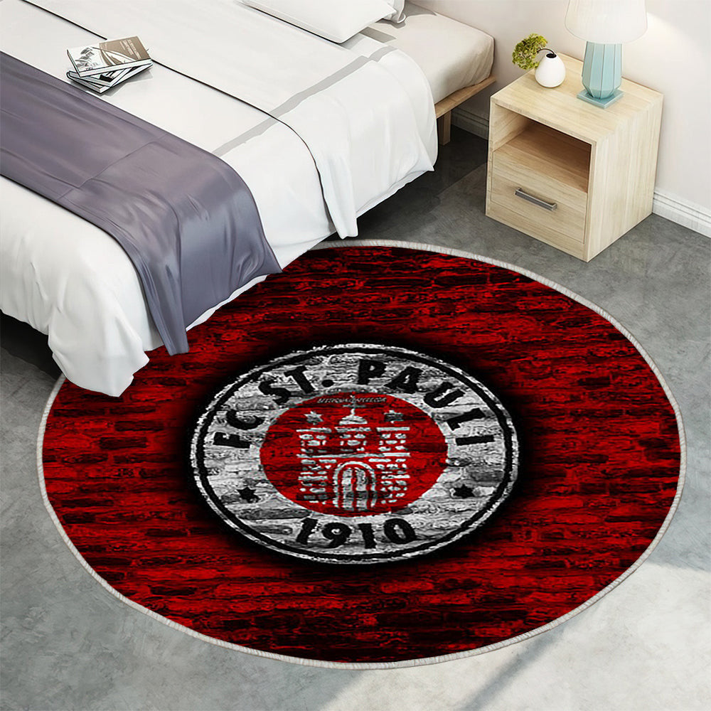 Pauli Fc Teppich Rund, Teppiche - Rote Backsteinmauer Outdoor Teppich Rund, Fußball Teppich Wohnzimmer, Carpet, Rug