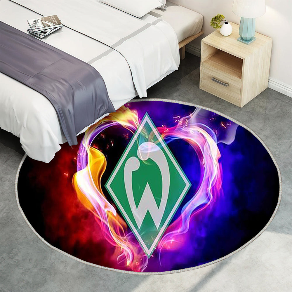 Werder Bremen Hintergrund Teppich Rund, Teppiche - Outdoor Teppich Rund, Teppich Wohnzimmer, Carpet, Rug