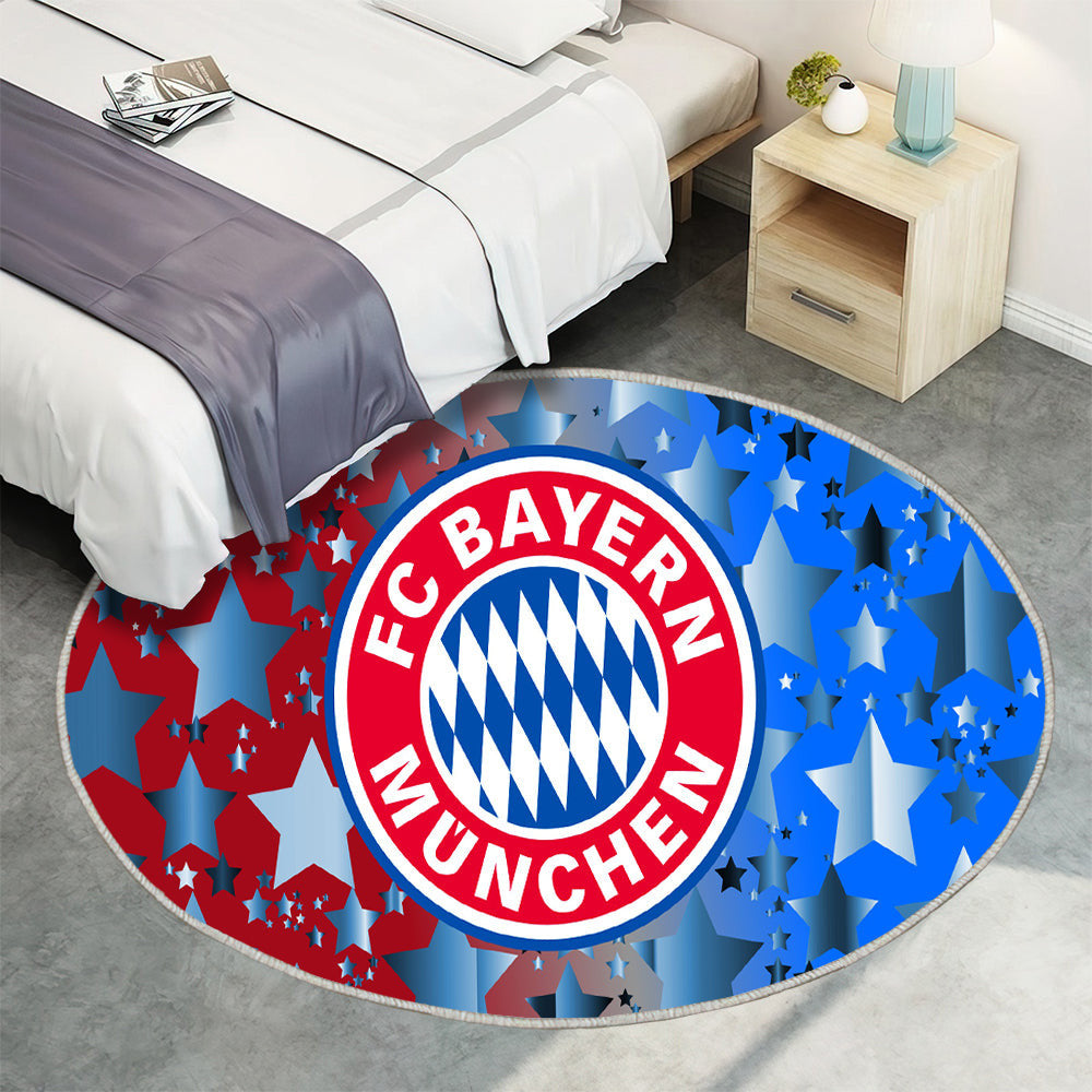 FC Bayer Rot Blau Teppich Rund, Teppiche - Outdoor Teppich Rund, Teppich Wohnzimmer, Carpet, Rug