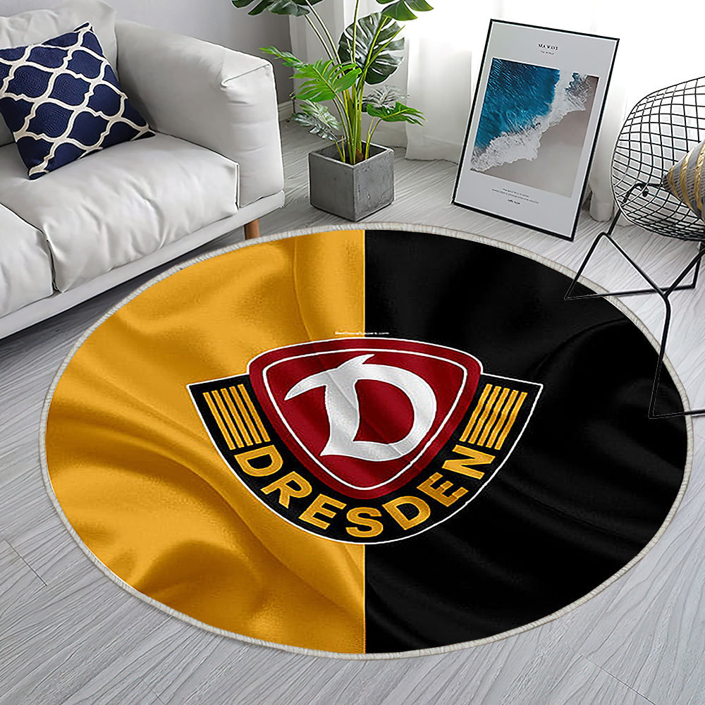 Sg Dynamo Dresden Gelbe Schwarze Seidenfahne Teppich Rund, Teppiche - Deutscher Fußballverein Outdoor Teppich Rund, Teppich Wohnzimmer, Carpet, Rug