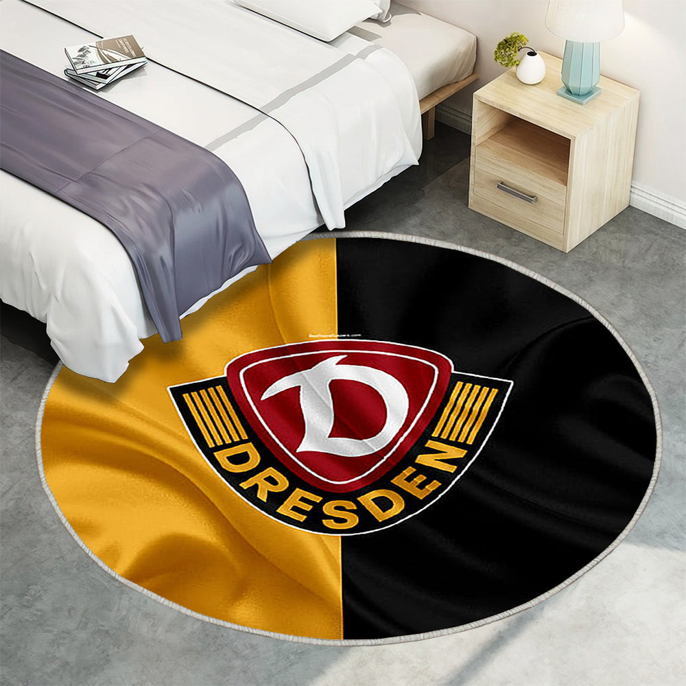 Sg Dynamo Dresden Gelbe Schwarze Seidenfahne Teppich Rund, Teppiche - Deutscher Fußballverein Outdoor Teppich Rund, Teppich Wohnzimmer, Carpet, Rug