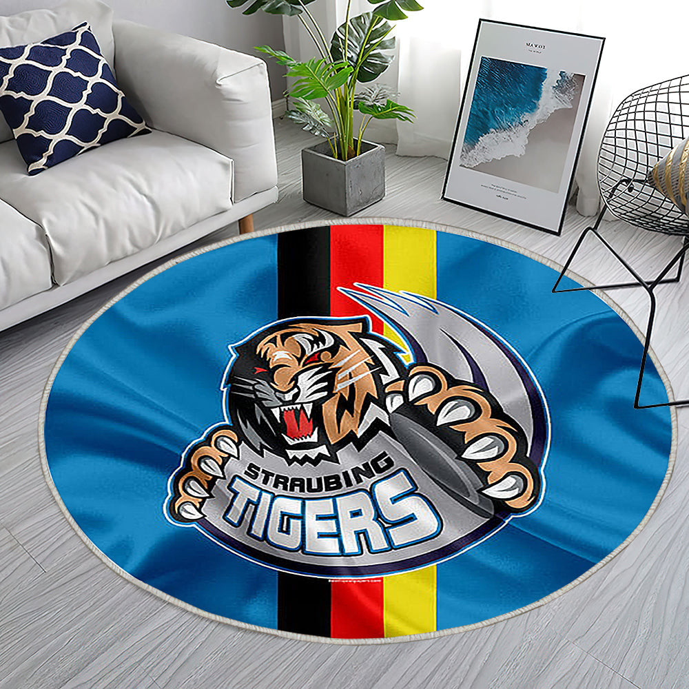 Straubing Tigers Deutscher Eishockeyverein Teppich Rund, Teppiche - Emblem Outdoor Teppich Rund, Straubing Teppich Wohnzimmer, Carpet, Rug