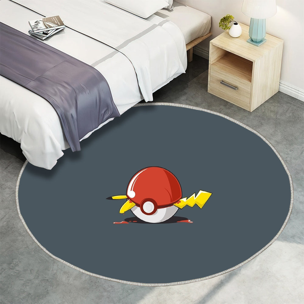 Pikachu steckt in einem Pokeball fest Teppich Rund, Teppiche - Outdoor Teppich Rund, Teppich Wohnzimmer, Carpet, Rug