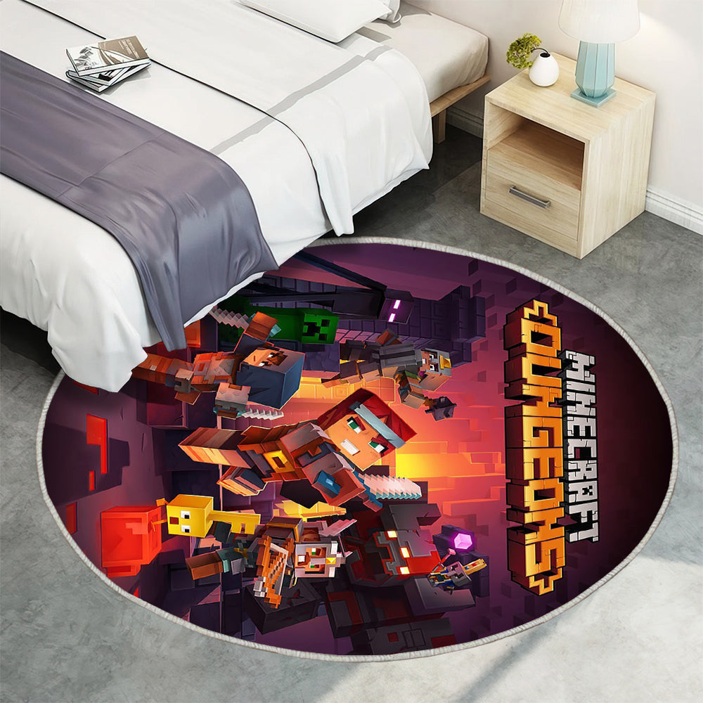 Minecraft Dungeons Teppich Rund, Teppiche - Outdoor Teppich Rund, Teppich Wohnzimmer, Carpet, Rug