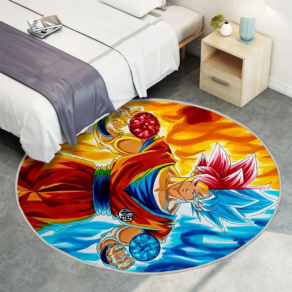 Goku SSG SSGSS Teppich Rund, Teppiche - Dragon Ball Outdoor Teppich Rund, Dragonball super Teppich Wohnzimmer, Carpet, Rug