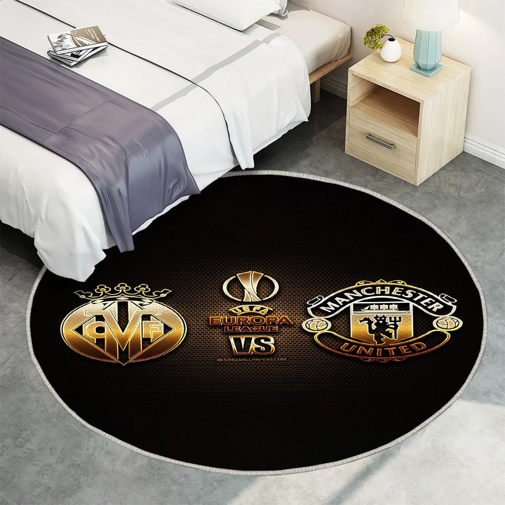 Villarreal FC gegen Manchester United FC Teppich Rund, Teppiche - Outdoor Teppich Rund, Teppich Wohnzimmer, Carpet, Rug