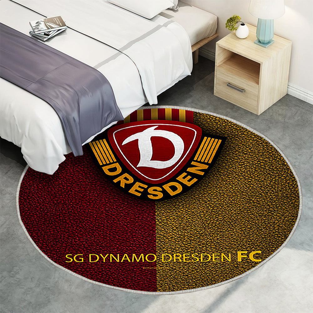 Sg Dynamo Dresden Ledereffekt Teppich Rund, Teppiche - Deutscher Fußballverein Outdoor Teppich Rund, Teppich Wohnzimmer, Carpet, Rug