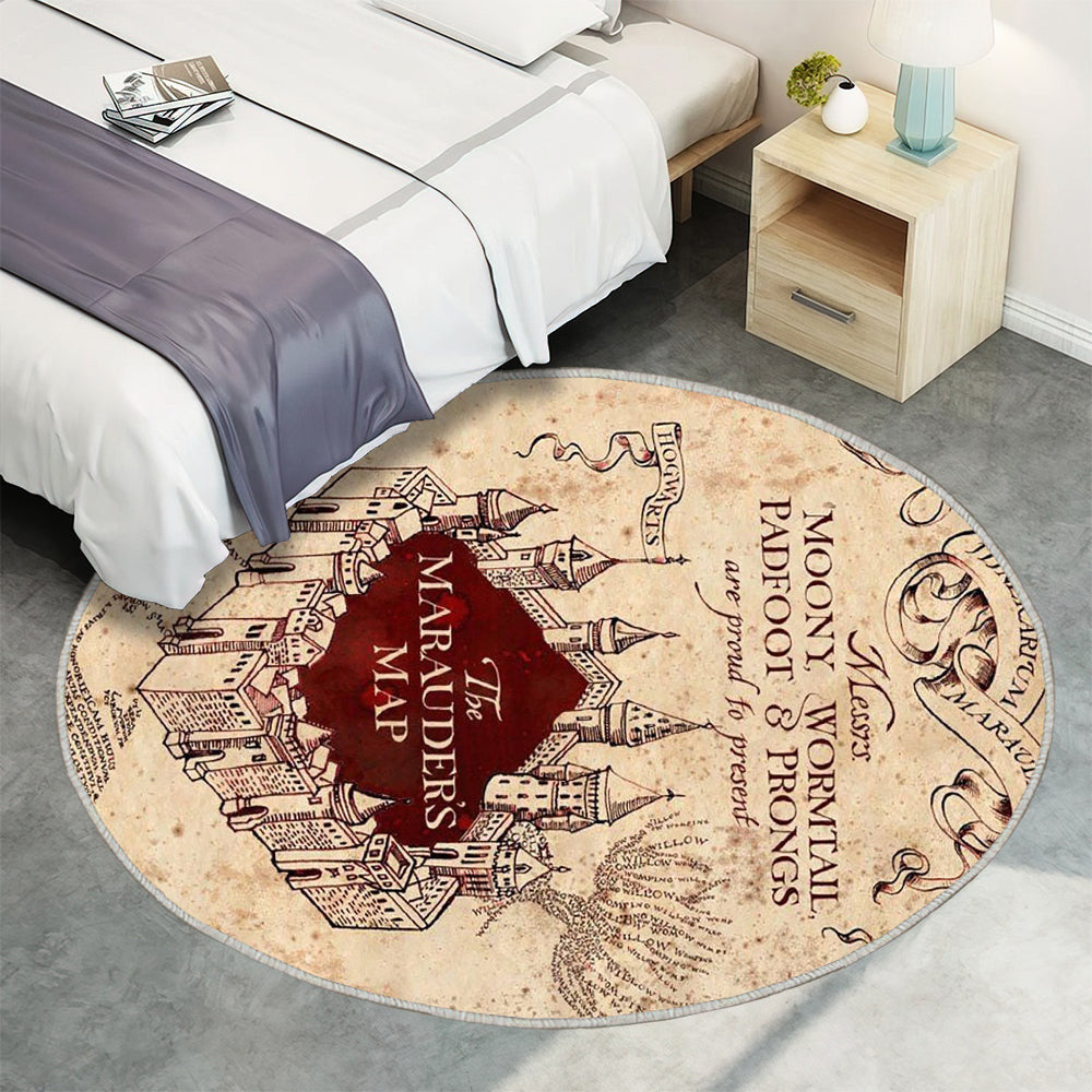 Karte der Rumtreiber Teppich Rund, Teppiche - Harry Outdoor Teppich Rund, Harry Potter Teppich Wohnzimmer, Carpet, Rug