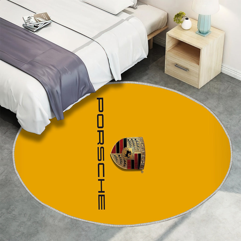 Porsche Teppich Rund, Teppiche - Schwarz Outdoor Teppich Rund, Logo Teppich Wohnzimmer, Carpet, Rug