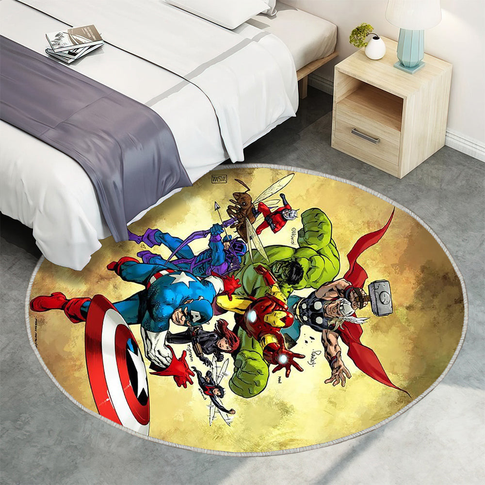 Avengers Farbauftrag Teppich Rund, Teppiche - SpicerColor Outdoor Teppich Rund, Teppich Wohnzimmer, Carpet, Rug