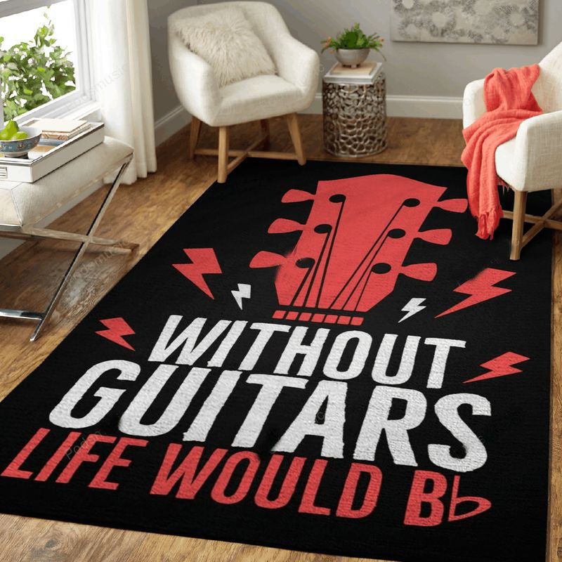 Without Music Life Be Flat Inspirational Art Teppich, Teppiche - Outdoor Teppich, Teppich Wohnzimmer, Küchenteppich, Kinderzimmer, Modern