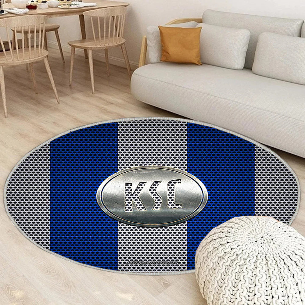 Karlsruher Sc Teppich Rund, Teppiche - Deutscher Fußballverein Outdoor Teppich Rund, Metall Emblem Teppich Wohnzimmer, Carpet, Rug