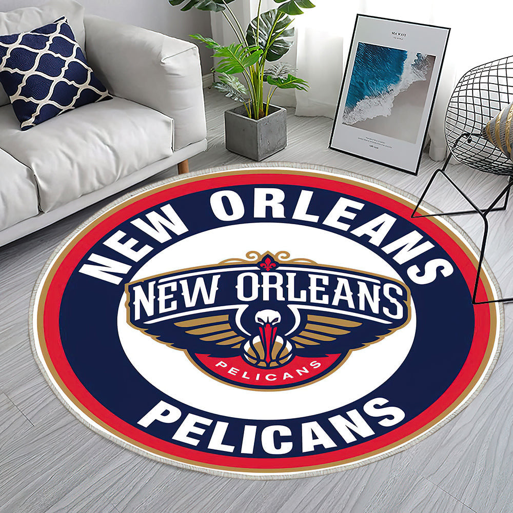 New Orleans Pelikan Kreis Logo Teppich Rund, Teppiche - Outdoor Teppich Rund, Teppich Wohnzimmer, Carpet, Rug