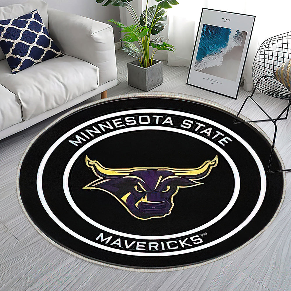 Bundesstaat Minnesota Mankato Mavericks Hockey Puck Teppich Rund, Teppiche - Outdoor Teppich Rund, Teppich Wohnzimmer, Carpet, Rug