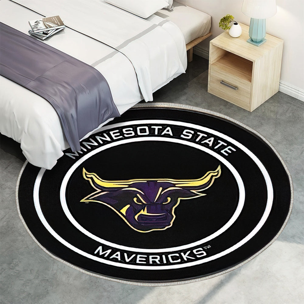 Bundesstaat Minnesota Mankato Mavericks Hockey Puck Teppich Rund, Teppiche - Outdoor Teppich Rund, Teppich Wohnzimmer, Carpet, Rug