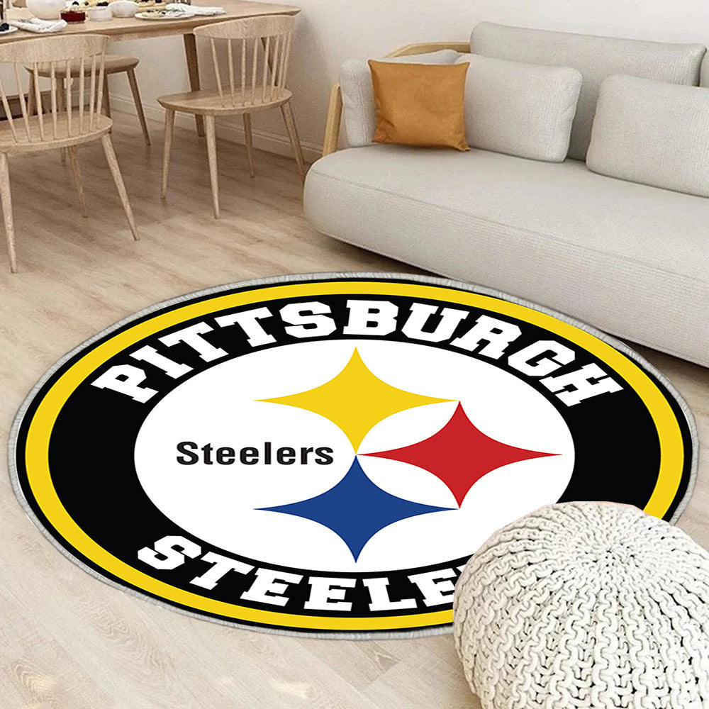 Pittsburgh Steelers Kreis Logo Teppich Rund, Teppiche - Outdoor Teppich Rund, Teppich Wohnzimmer, Carpet, Rug
