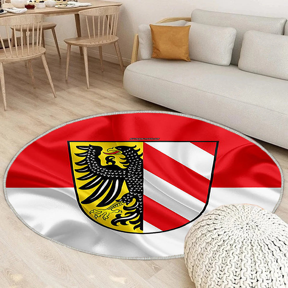 Flagge Nürnberg Seideneffekt Teppich Rund, Teppiche - Rot Weiße Seidenflagge Outdoor Teppich Rund, Wappen Teppich Wohnzimmer, Carpet, Rug
