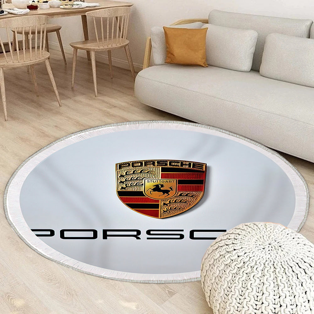 Porsche Logo005 Teppich Rund, Teppiche - Outdoor Teppich Rund, Teppich Wohnzimmer, Carpet, Rug
