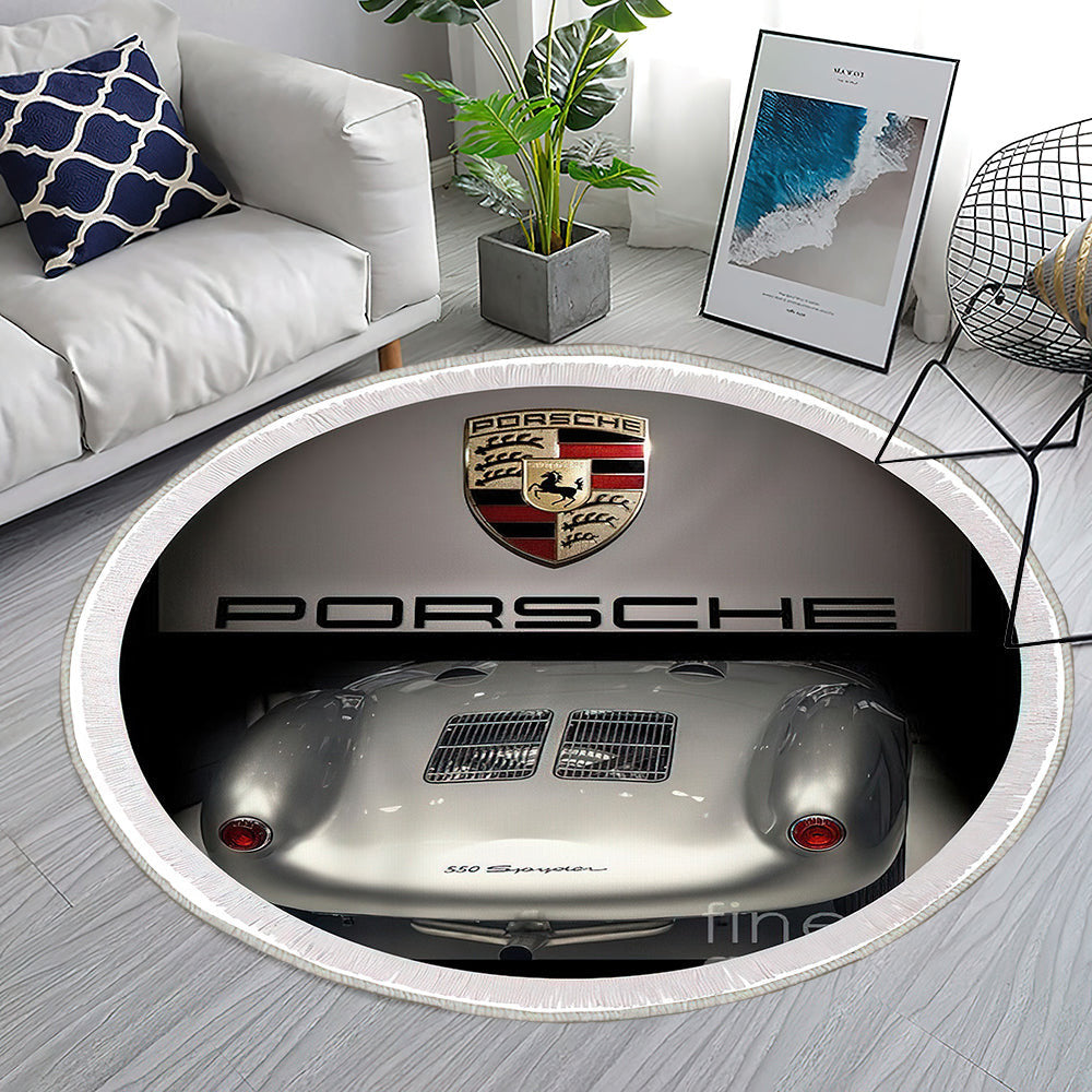 Porsche 550 Spyder Triptychon Teppich Rund, Teppiche - Outdoor Teppich Rund, Teppich Wohnzimmer, Carpet, Rug