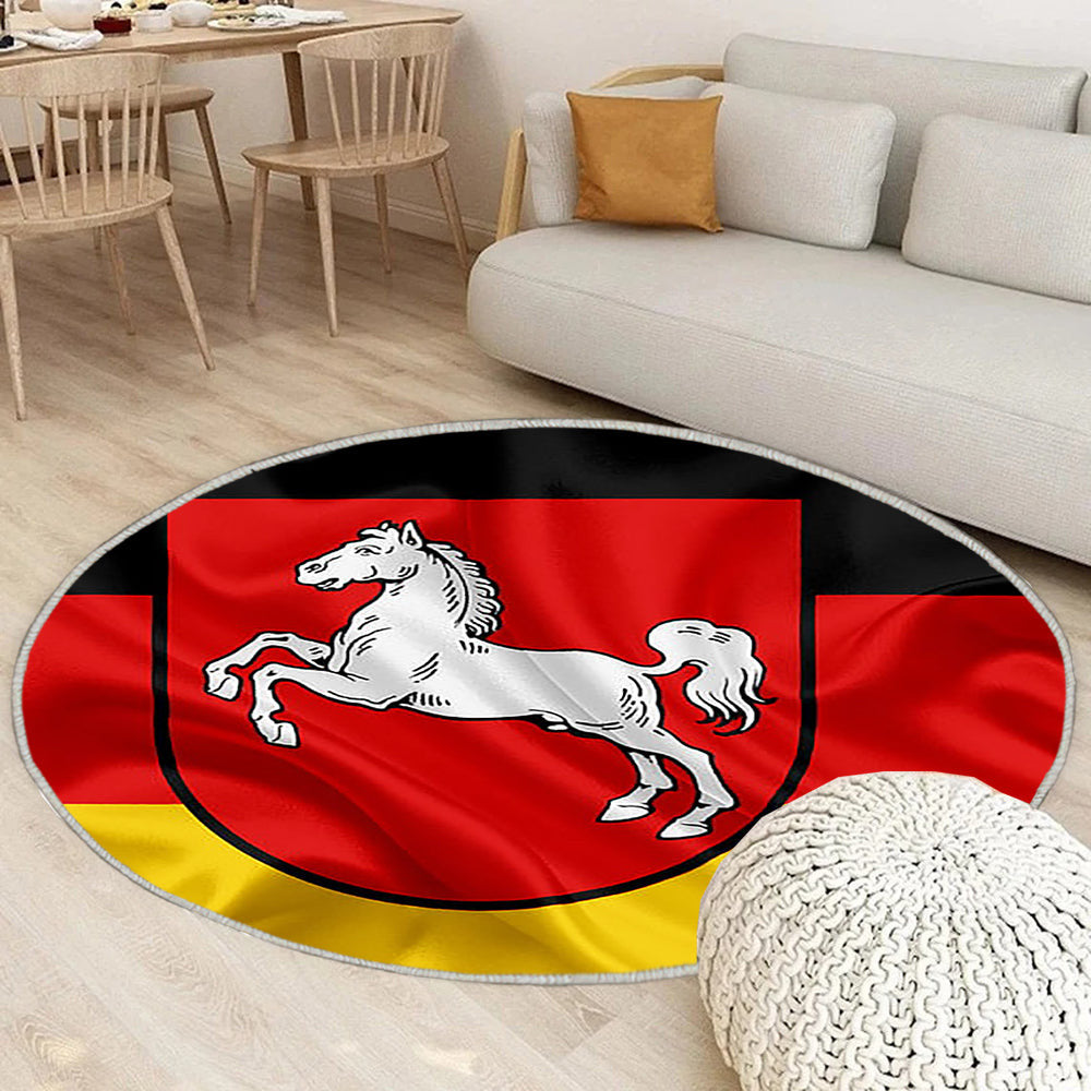 Flagge Von Niedersachsen Teppich Rund, Teppiche - Land Deutschland Outdoor Teppich Rund, Flaggen Deutscher Länder Teppich Wohnzimmer, Carpet, Rug