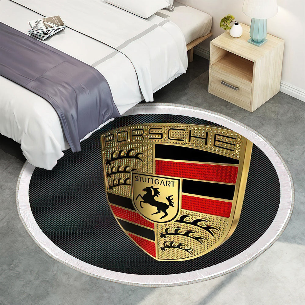 Porsche Logo009 Teppich Rund, Teppiche - Outdoor Teppich Rund, Teppich Wohnzimmer, Carpet, Rug