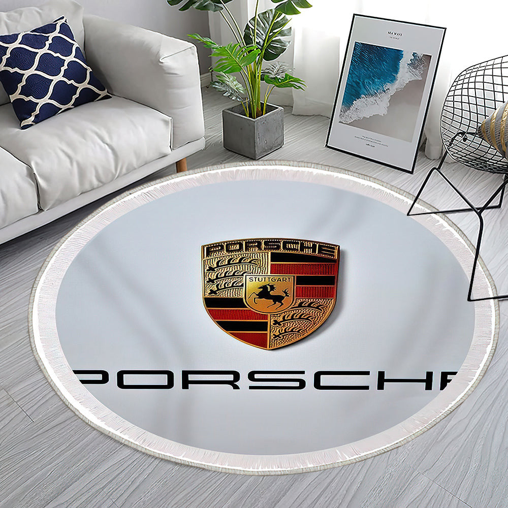 Porsche Logo005 Teppich Rund, Teppiche - Outdoor Teppich Rund, Teppich Wohnzimmer, Carpet, Rug