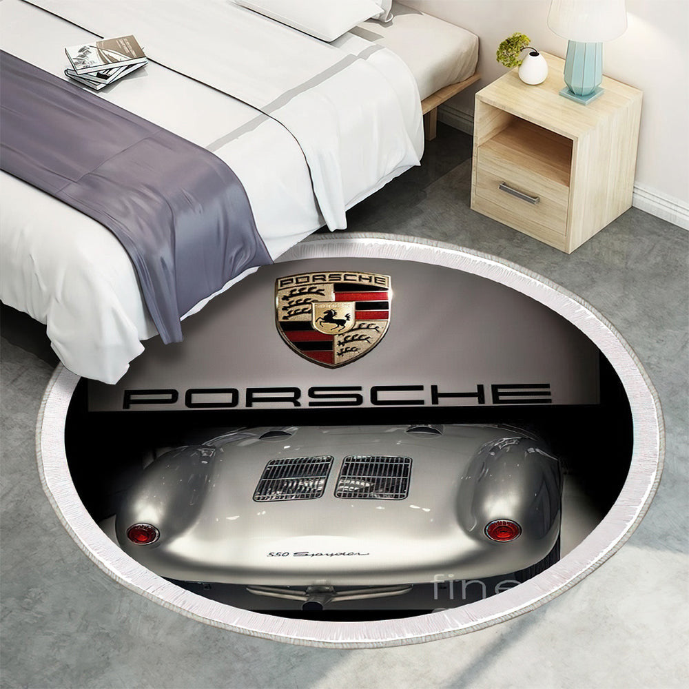 Porsche 550 Spyder Triptychon Teppich Rund, Teppiche - Outdoor Teppich Rund, Teppich Wohnzimmer, Carpet, Rug