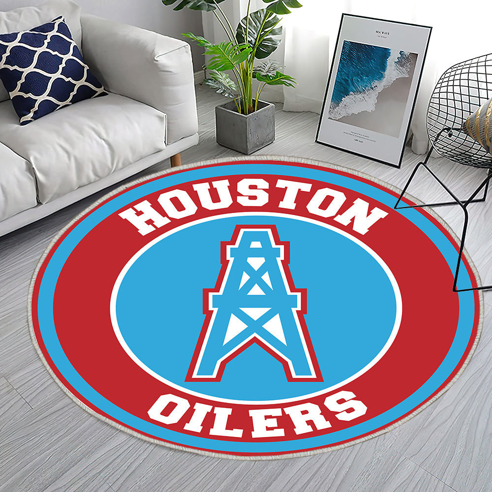 Houston Oilers Circle Logo Teppich Rund, Teppiche - Outdoor Teppich Rund, Teppich Wohnzimmer, Carpet, Rug