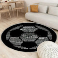 Fußball Text Collage Teppich Rund, Teppiche - Outdoor Teppich Rund, Teppich Wohnzimmer, Carpet, Rug