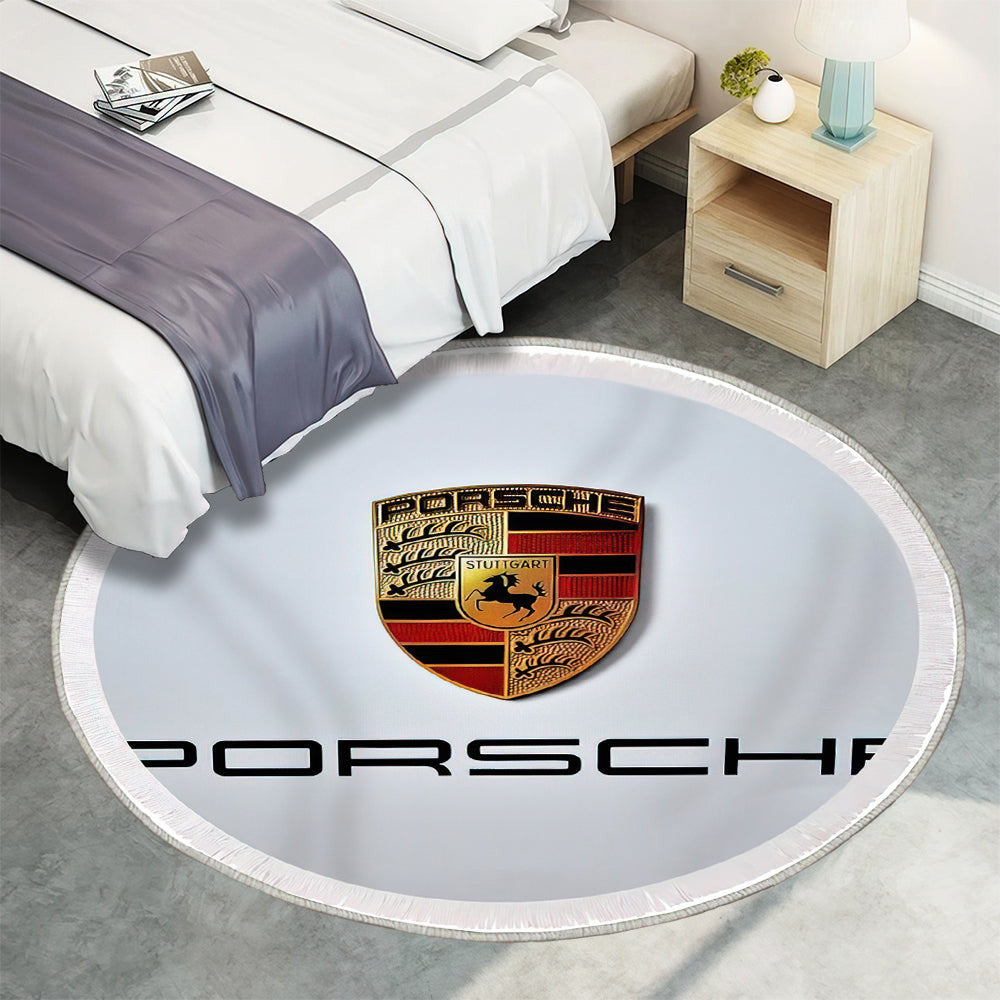 Porsche Logo005 Teppich Rund, Teppiche - Outdoor Teppich Rund, Teppich Wohnzimmer, Carpet, Rug
