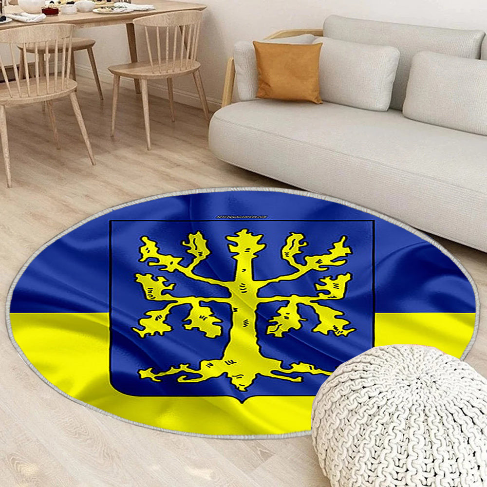 Flagge Von Hagen Seideneffekt Teppich Rund, Teppiche - Blau Gelbe Seidenflagge Outdoor Teppich Rund, Wappen Teppich Wohnzimmer, Carpet, Rug
