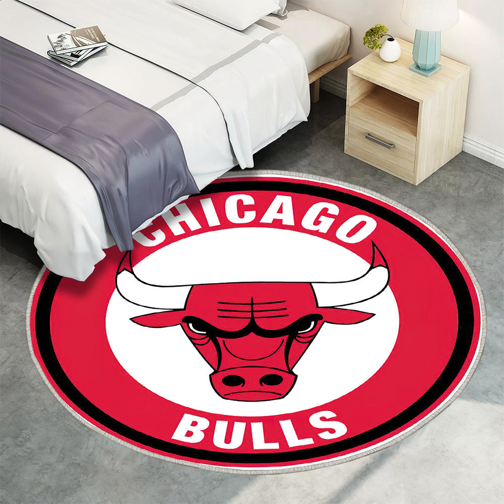 Chicago Bulls Circle Logo Teppich Rund, Teppiche - Outdoor Teppich Rund, Teppich Wohnzimmer, Carpet, Rug