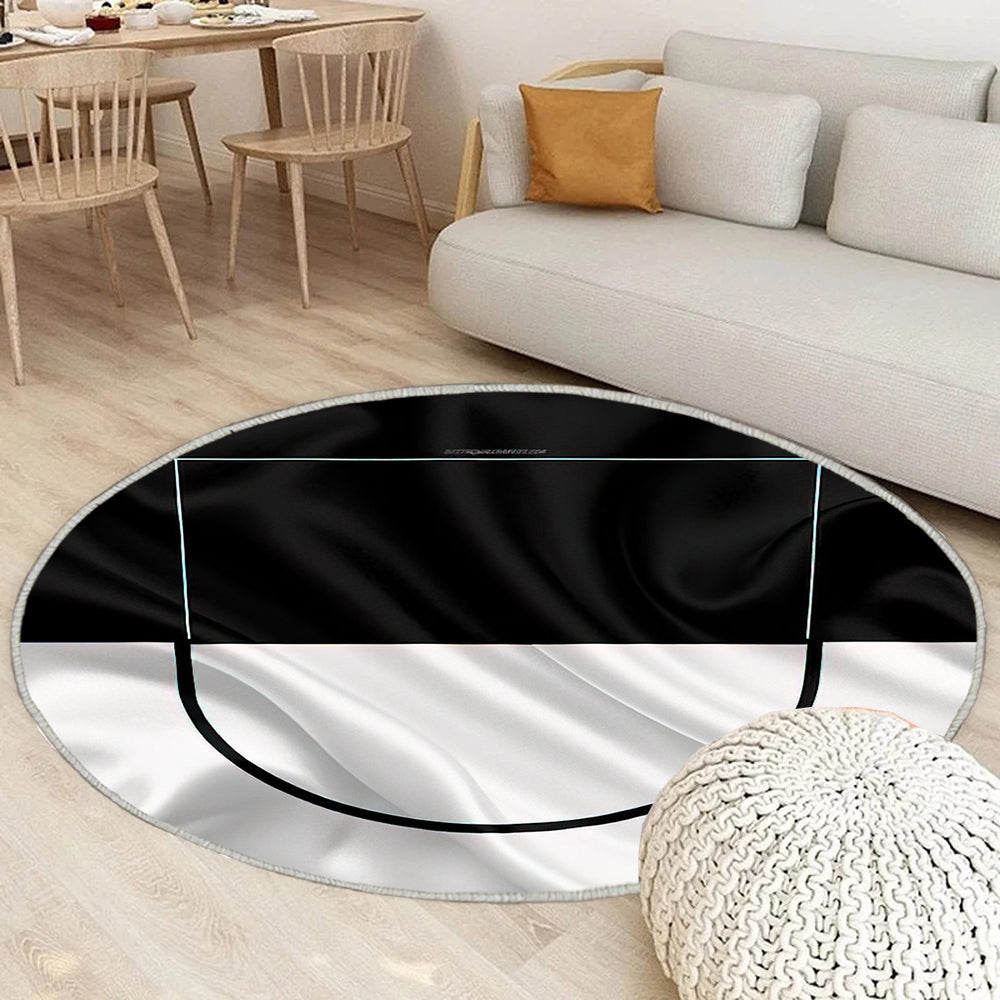 Flagge Von Ulm In Seidenoptik Teppich Rund, Teppiche - Weiße Schwarze Seidenflagge Outdoor Teppich Rund, Wappen Teppich Wohnzimmer, Carpet, Rug