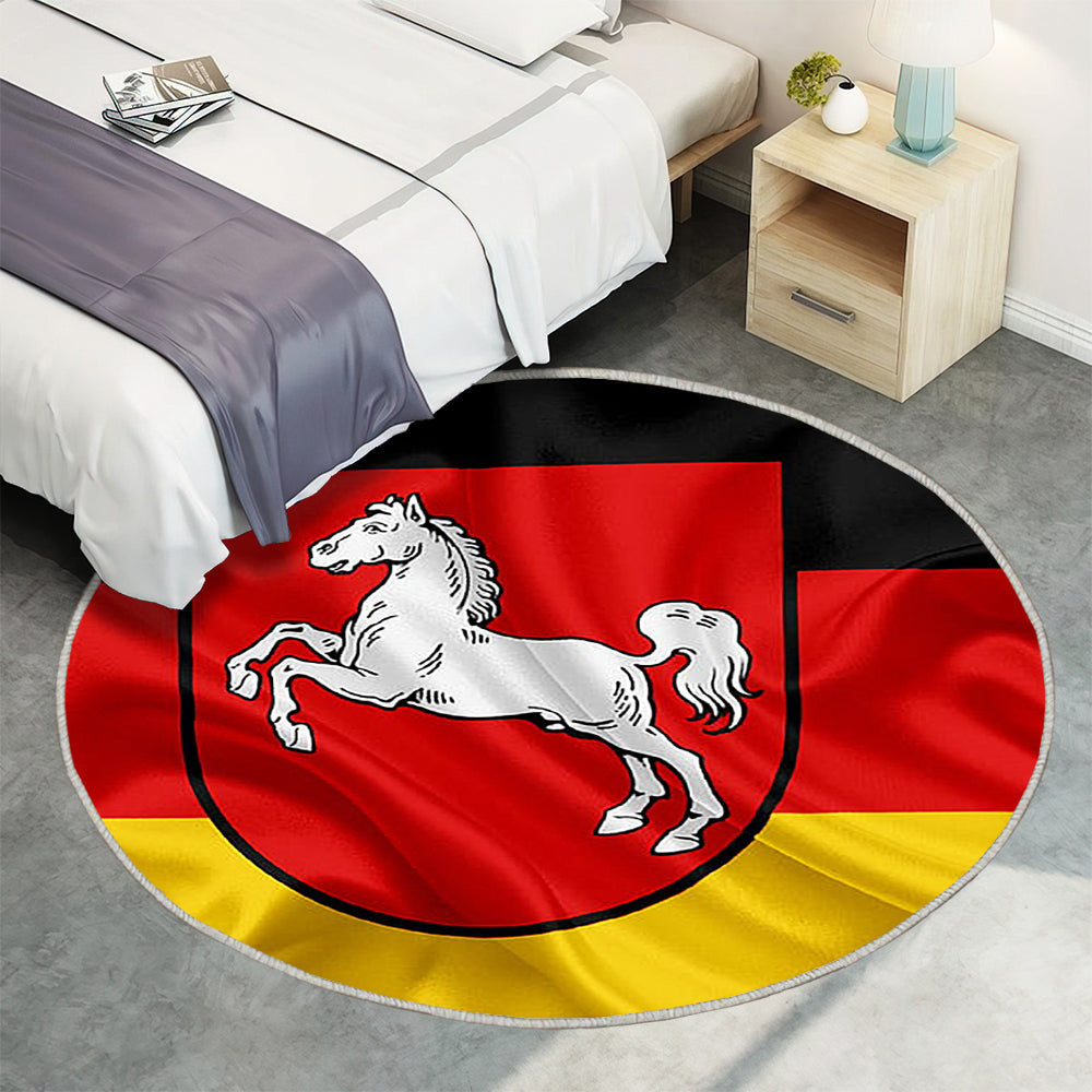 Flagge Von Niedersachsen Teppich Rund, Teppiche - Land Deutschland Outdoor Teppich Rund, Flaggen Deutscher Länder Teppich Wohnzimmer, Carpet, Rug
