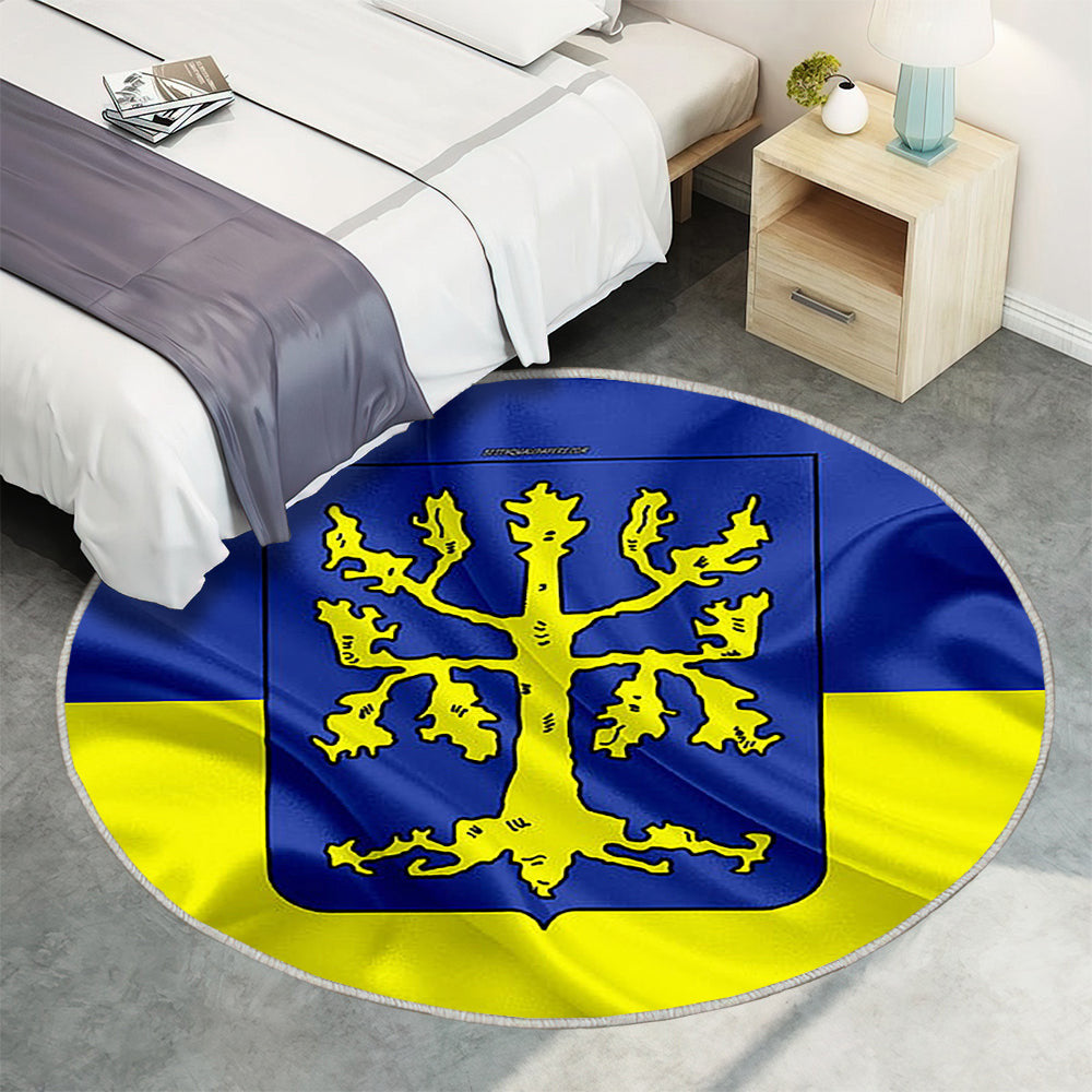 Flagge Von Hagen Seideneffekt Teppich Rund, Teppiche - Blau Gelbe Seidenflagge Outdoor Teppich Rund, Wappen Teppich Wohnzimmer, Carpet, Rug