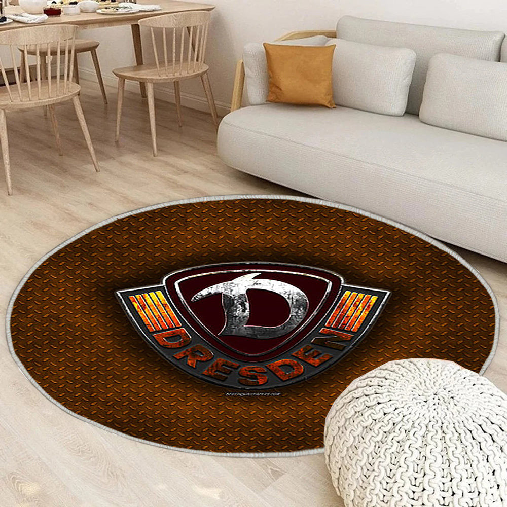 Dynamo Dresdner Fc Teppich Rund, Teppiche - Orangefarbenes Metall Outdoor Teppich Rund, Bundesliga 2 Teppich Wohnzimmer, Carpet, Rug