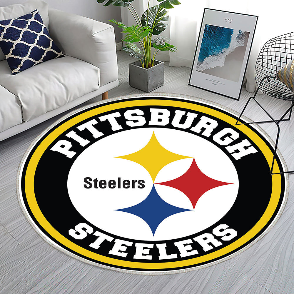 Pittsburgh Steelers Kreis Logo Teppich Rund, Teppiche - Outdoor Teppich Rund, Teppich Wohnzimmer, Carpet, Rug