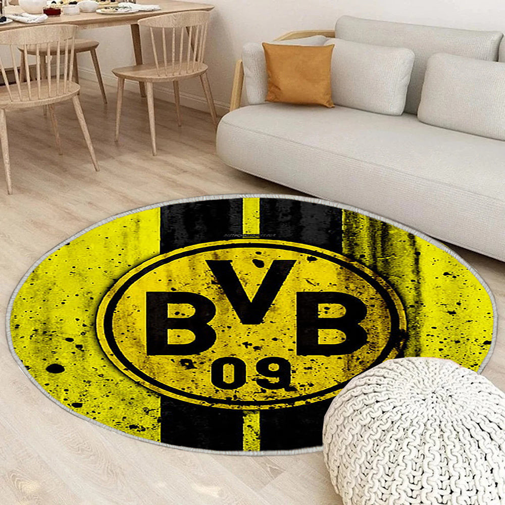 Fc Borussia Dortmund Teppich Rund, Teppiche - Bundesliga Outdoor Teppich Rund, Steineffekt Teppich Wohnzimmer, Carpet, Rug