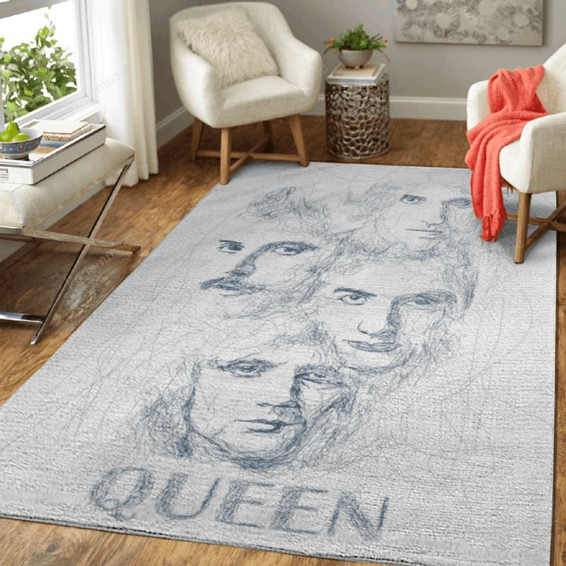 Queen Scribble Sketch Art Music Legend Art1002 Teppich, Teppiche - Outdoor Teppich, Teppich Wohnzimmer, Küchenteppich, Kinderzimmer, Modern