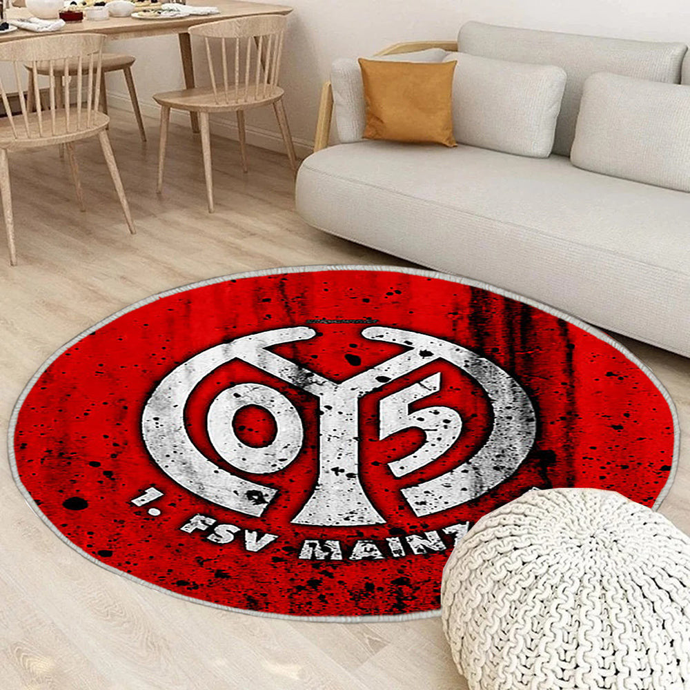Fc Mainz 05 Teppich Rund, Teppiche - Bundesliga Outdoor Teppich Rund, Steineffekt Teppich Wohnzimmer, Carpet, Rug