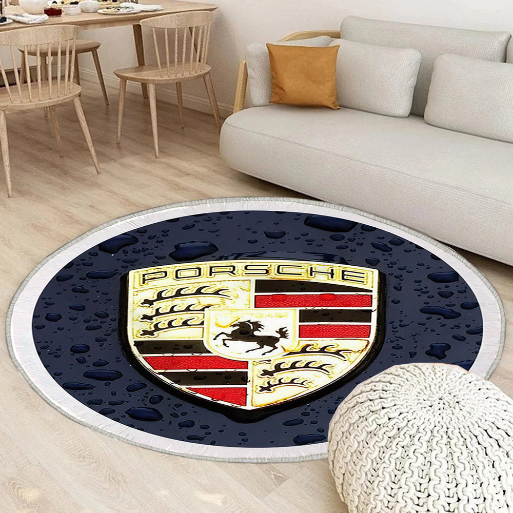 Porsche Logo013 Teppich Rund, Teppiche - Outdoor Teppich Rund, Teppich Wohnzimmer, Carpet, Rug